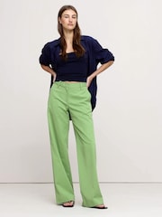 Banana Republic Green Everyday Mid Rise Wide-Leg Trousers - Image 3 of 4