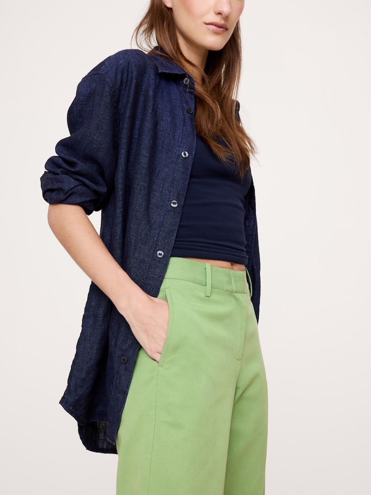 Banana Republic Green Everyday Mid Rise Wide-Leg Trousers - Image 4 of 4