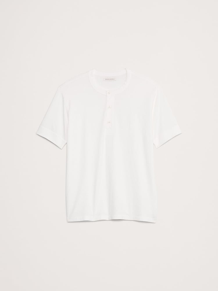 Banana Republic White Soft Wash Henley T-Shirt - Image 4 of 4