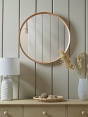 Cox & Cox Natural Oak Deep Framed Round Mirror - Image 1 of 2