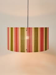 Oliver Bonas Pink and Green Ena Stripe Bamboo Pendant Lampshade - Image 2 of 4