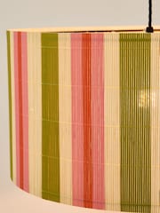 Oliver Bonas Pink and Green Ena Stripe Bamboo Pendant Lampshade - Image 4 of 4
