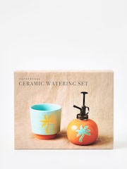 Oliver Bonas Blue Palm Tree Plant Pot & Mister Gift Set - Image 6 of 6