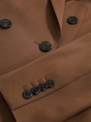 Reiss Tan Solene Petite Wool Blend Double Breasted Suit Blazer - Image 5 of 6