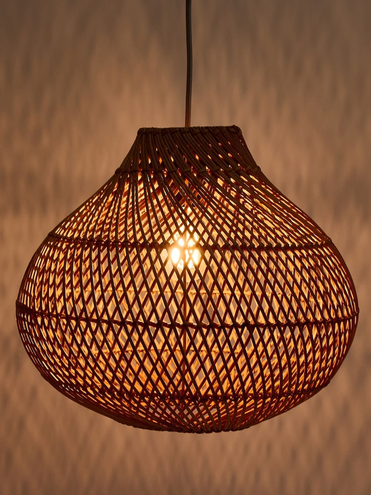 Oliver Bonas Natural Larme Woven Rattan Pendant Lampshade - Image 2 of 6