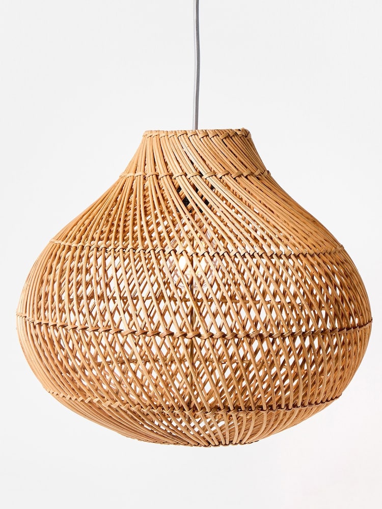 Oliver Bonas Natural Larme Woven Rattan Pendant Lampshade - Image 6 of 6