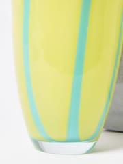 Oliver Bonas Yellow Aziza Stripe Large Glass Vase - Image 3 of 5
