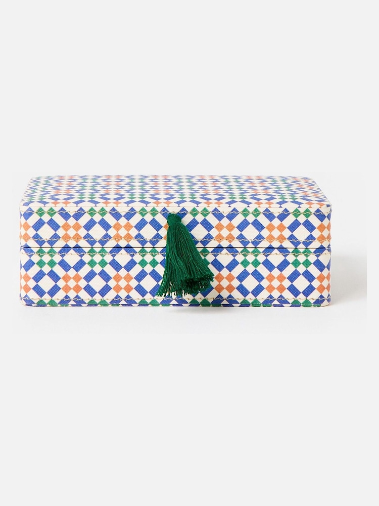 Oliver Bonas Green Geometric Medium Jewellery Box - Image 1 of 6