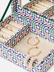 Oliver Bonas Green Geometric Medium Jewellery Box - Image 3 of 6
