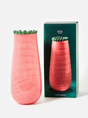 Oliver Bonas Pink Aya Scalloped Glass Vase - Image 1 of 5