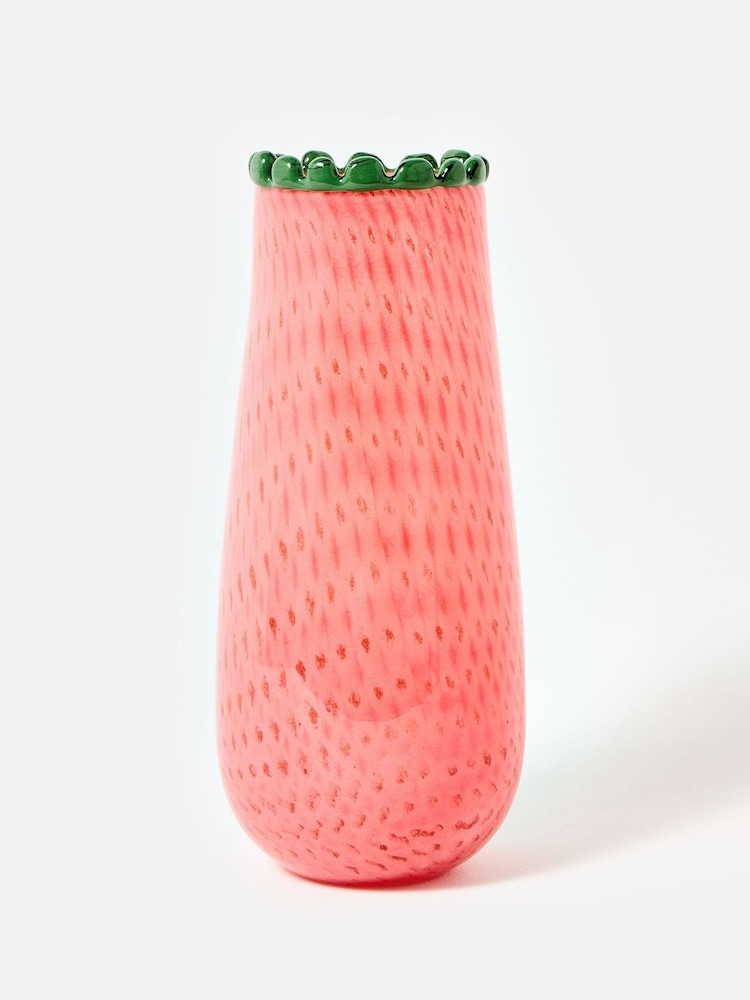 Oliver Bonas Pink Aya Scalloped Glass Vase - Image 2 of 5