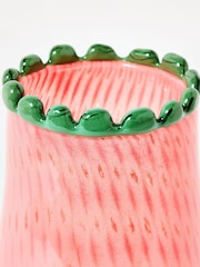 Oliver Bonas Pink Aya Scalloped Glass Vase - Image 3 of 5