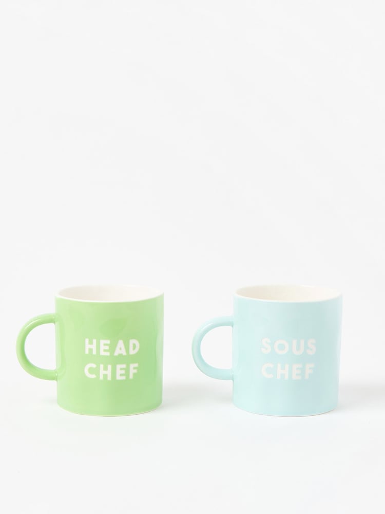 Oliver Bonas Set of 2 Multi Head Chef & Sous Chef Mugs - Image 2 of 5