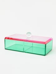 Oliver Bonas Pink Lidded Crystal Jewellery Box - Image 1 of 6