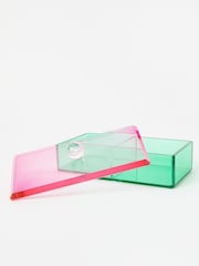 Oliver Bonas Pink Lidded Crystal Jewellery Box - Image 2 of 6