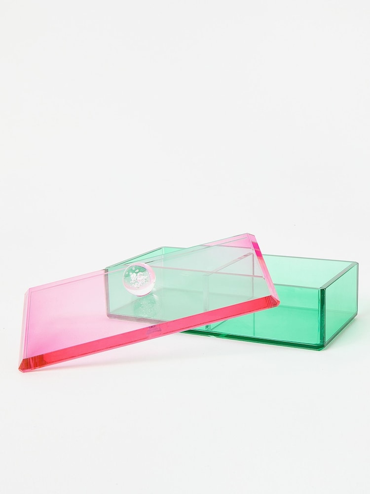 Oliver Bonas Pink Lidded Crystal Jewellery Box - Image 2 of 6