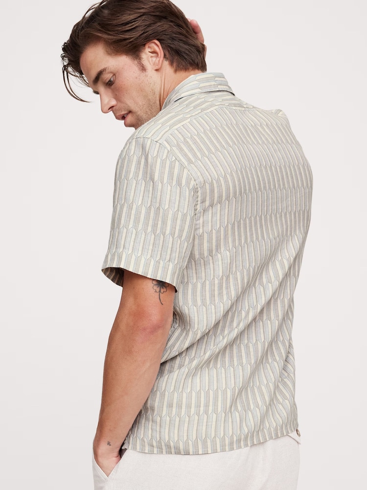 Banana Republic Beige Standard Fit Linen Resort Shirt - Image 2 of 4