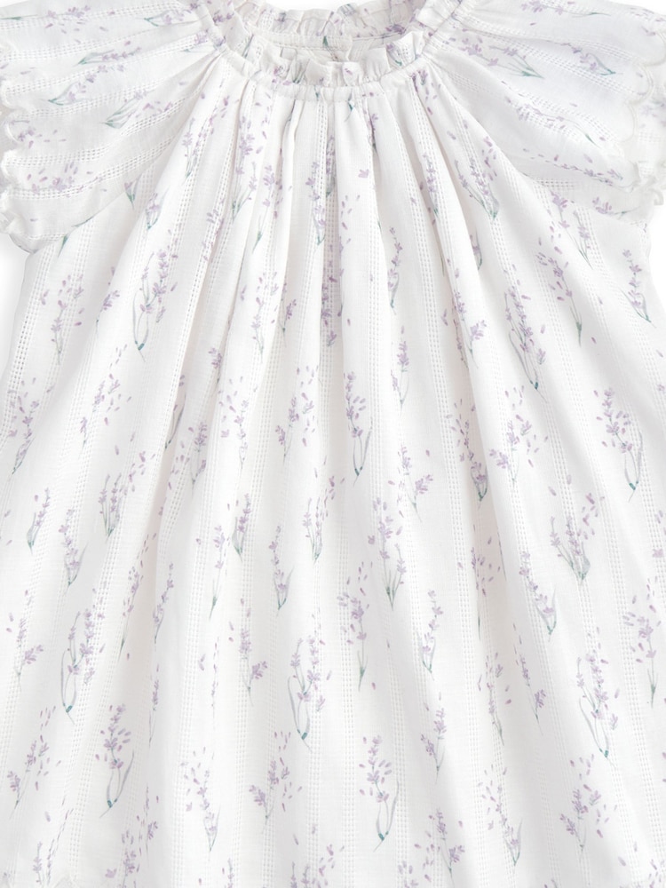 Mamas & Papas Lavender Print Woven 100% Cotton Dress - Image 2 of 2