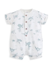 Mamas & Papas Blue Turtle Under The Sea Print Romper - Imagen 1 de 3