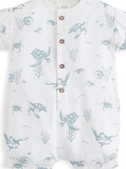 Mamas & Papas Blue Turtle Under The Sea Print Romper - Imagen 2 de 3