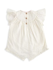 Mamas & Papas White Lemon Embroidered 100% Cotton Romper - Image 3 of 3