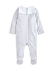 Mamas & Papas Grey Sailor Collar 100% Cotton Sleepsuit - Image 2 of 2