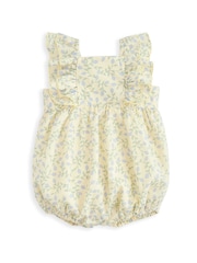 Mamas & Papas Yellow Climbing Buds Print Frill Shortie 100% Cotton Romper - Image 1 of 2