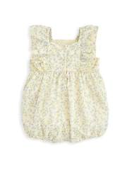 Mamas & Papas Yellow Climbing Buds Print Frill Shortie 100% Cotton Romper - Image 2 of 2