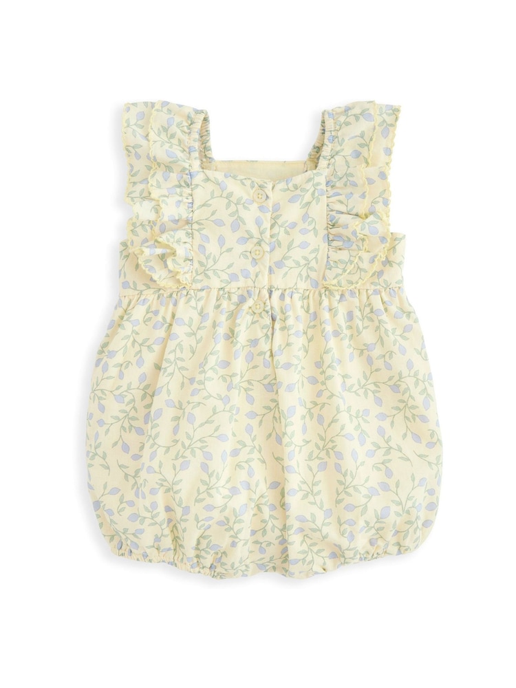 Mamas & Papas Yellow Climbing Buds Print Frill Shortie 100% Cotton Romper - Image 2 of 2