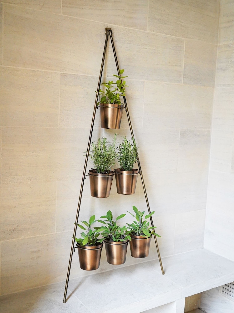 Ivyline Gold Garden Vertical Wall Plant Stand with Planters - Image 1 of 4