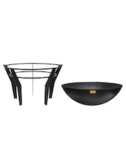 Ivyline Black Garden Metal Kendal Fire Pit on Stand - Image 3 of 4
