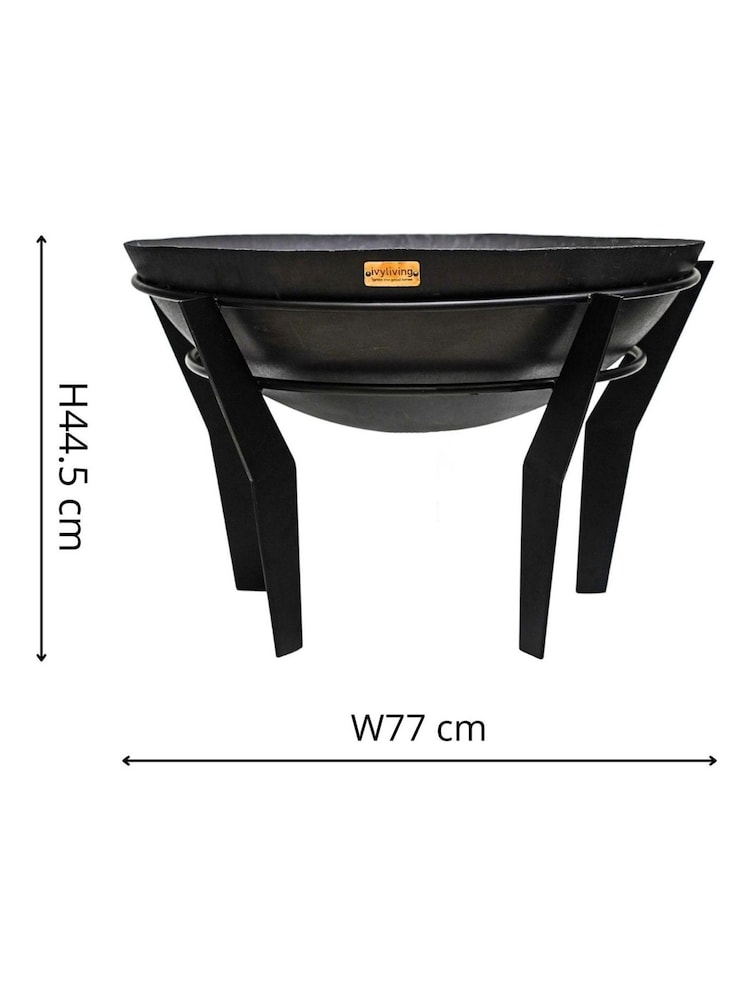 Ivyline Black Garden Metal Kendal Fire Pit on Stand - Image 4 of 4