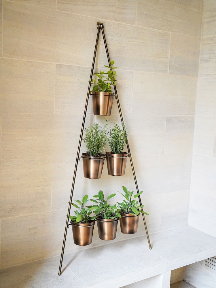 Ivyline Gold Garden Vertical Wall Plant Stand with Planters - Image 1 of 4