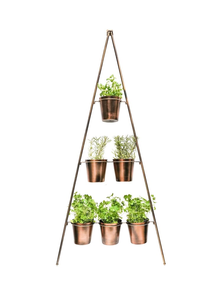 Ivyline Gold Garden Vertical Wall Plant Stand with Planters - Image 2 of 4