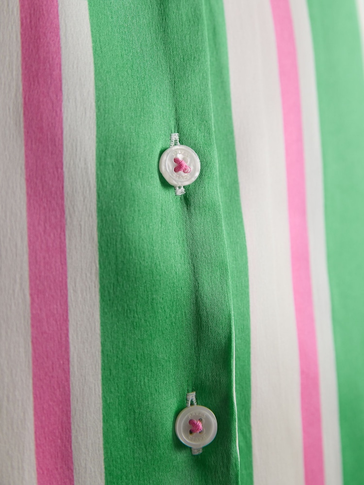Joules Green Striped Short Satin Pyjama Set - Image 8 of 8