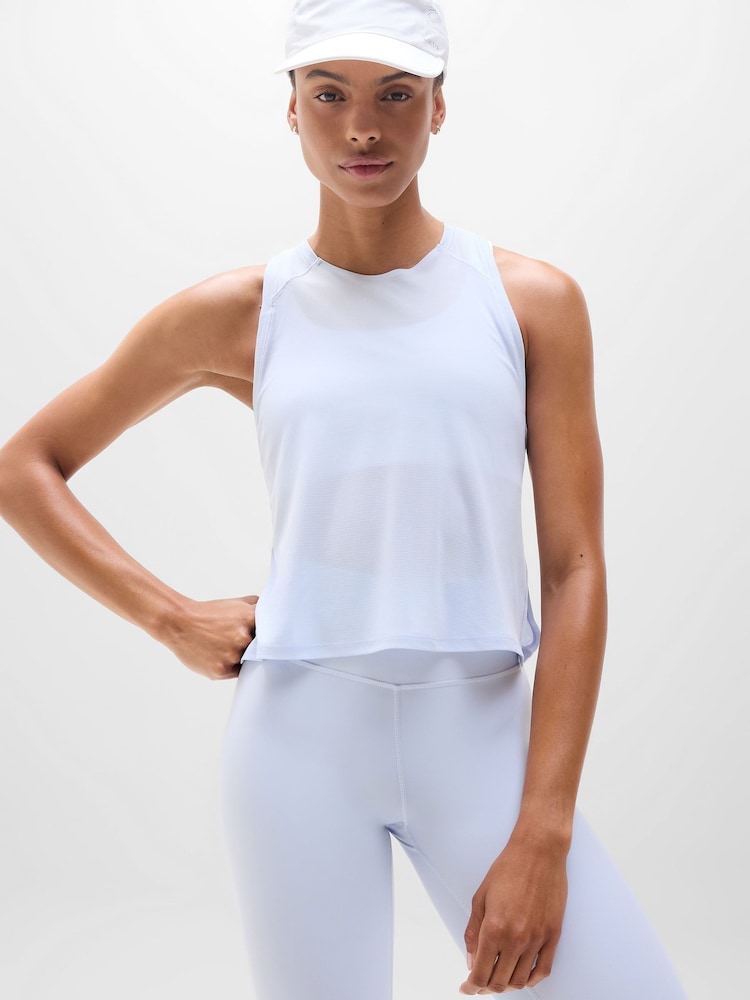 Athleta Blue Grid Knit Tank Top - Image 1 of 1