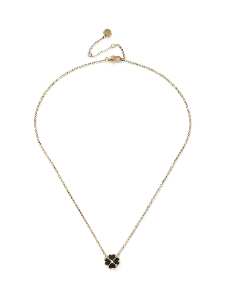 Aela Gold Tone Stainless Steel Inlay Heart Flower Necklace - Image 1 of 2