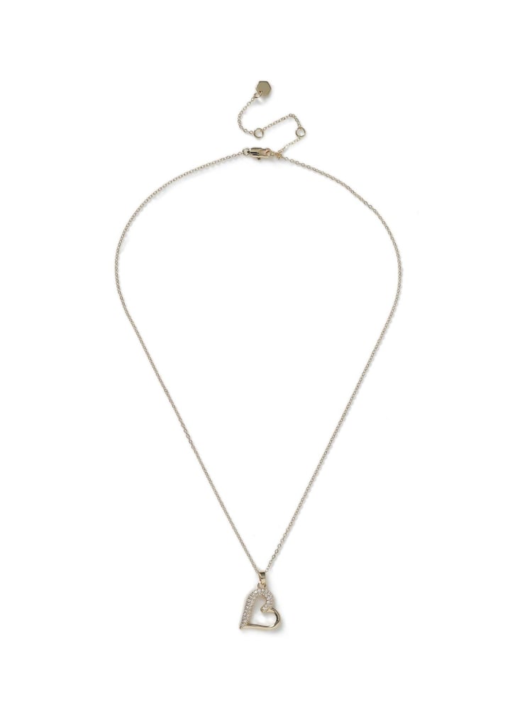 Aela Gold Tone Diamond Simulant Heart Chain Necklace - Image 1 of 2