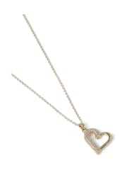 Aela Gold Tone Diamond Simulant Heart Chain Necklace - Image 2 of 2