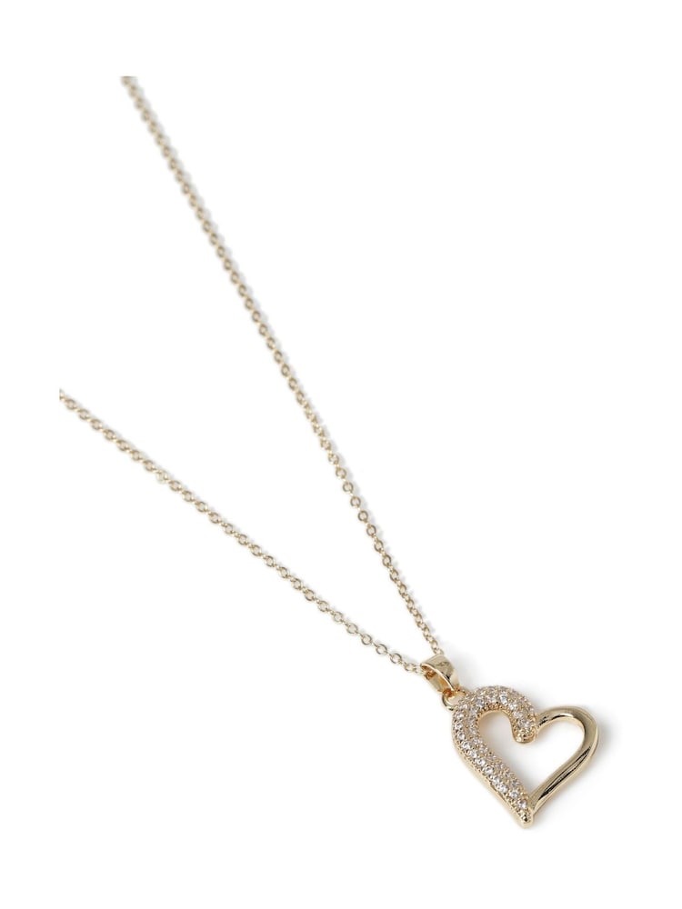 Aela Gold Tone Diamond Simulant Heart Chain Necklace - Image 2 of 2