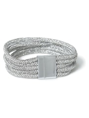 Aela Silver Tone Rhinestone Multi Tube Magnet Cuff Bracelet - Bild 1 von 1