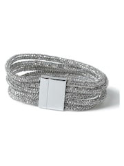 Aela Silver Tone Rhinestone Multi Tube Magnet Cuff Bracelet - Image 2 of 2