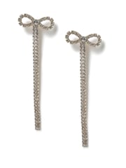 Aela Gold Tone Rhinestone Bow Drop Earrings - Image 1 of 2