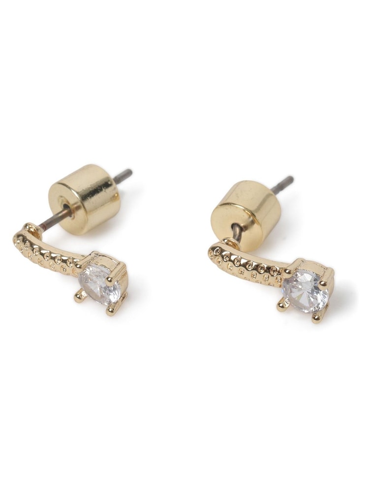 Aela Gold Tone Cubic Zirconia Piercing Stud Earrings - Image 2 of 3 Aela Gold Tone Cubic Zirconia Piercing Stud Earrings - Image 2 of 3