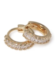 Aela Gold Tone Cubic Zirconia Piercing Huggie Hoop Earrings - Image 2 of 3