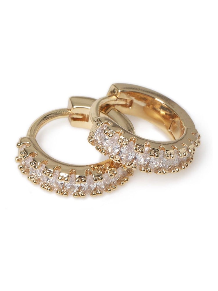 Aela Gold Tone Cubic Zirconia Piercing Huggie Hoop Earrings - Image 2 of 3