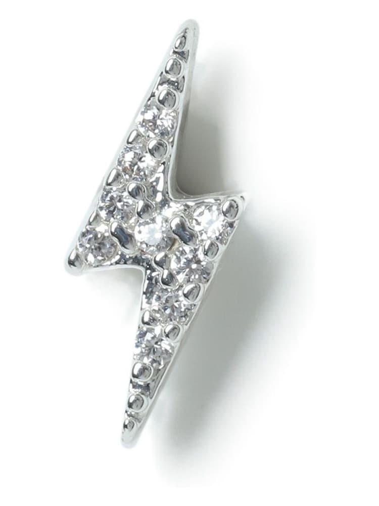 Aela Silver Tone Plated Cubic Zirconia Lightning Bolt Piercing Earrings - Image 1 of 3 Aela Silver Tone Plated Cubic Zirconia Lightning Bolt Piercing Earrings - Image 1 of 3