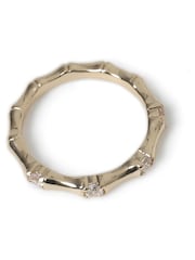 Aela Gold Tone Diamond Simulant Bamboo Ring - Image 2 of 2