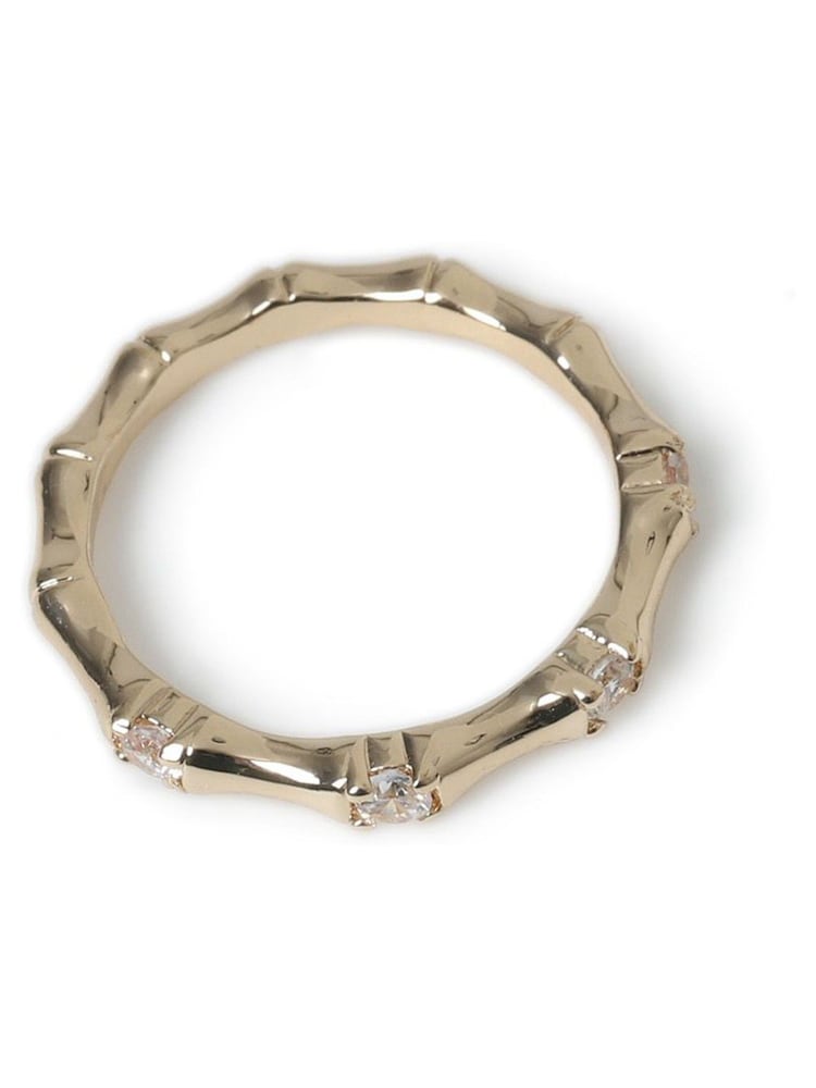 Aela Gold Tone Diamond Simulant Bamboo Ring - Image 2 of 2 Aela Gold Tone Diamond Simulant Bamboo Ring - Image 2 of 2