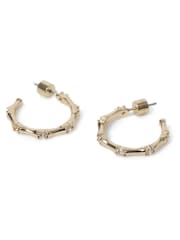 Aela Gold Tone Diamond Simulant Bamboo Hoop Earrings - Image 3 of 3
